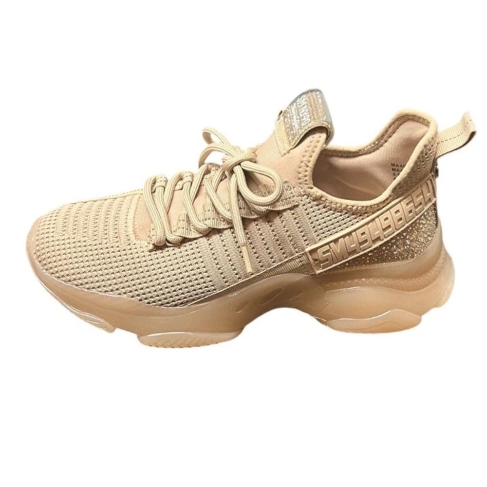 Steve Madden MAXIMA Blush Textile Lace Up Sneakers with Rhinestones Size 8.5